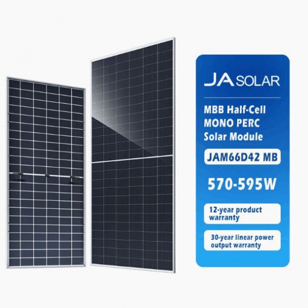 JAM66D42 MB JA 570-595W bifacial module solar panel 