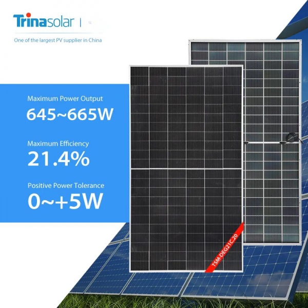 TSM-DEG21C.20 Trina 645-665W bifacial solar panel