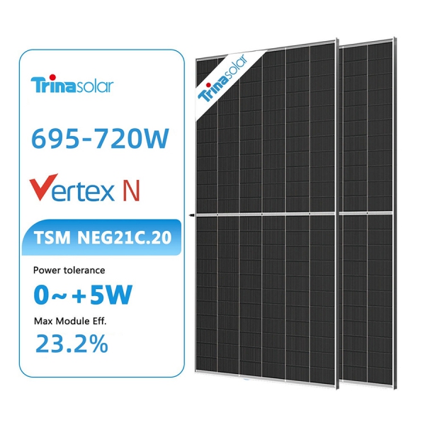 Trina TSM-NEG21C.20 695-720W bifacial dual glass solar panel